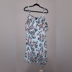 Torrid Cold Shoulder Floral Dress - Pink and Navy on Baby Blue